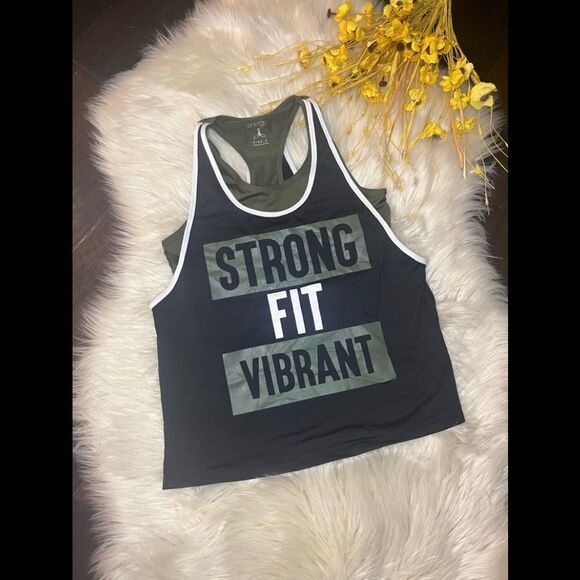 Energie “ Strong, Fit, Vibrant” racerback tee sz large - Picture 2 of 9
